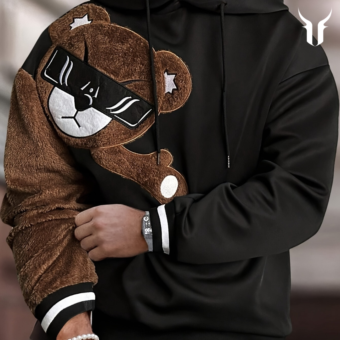 Men's Hooded Sweatshirt: Bad Teddy Bear Design