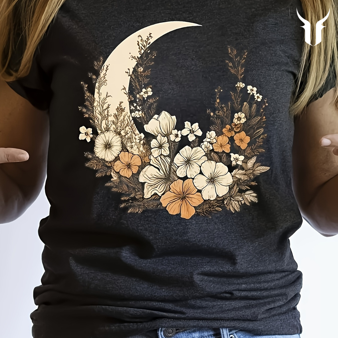 Women's T-shirt: Moon Floral Design