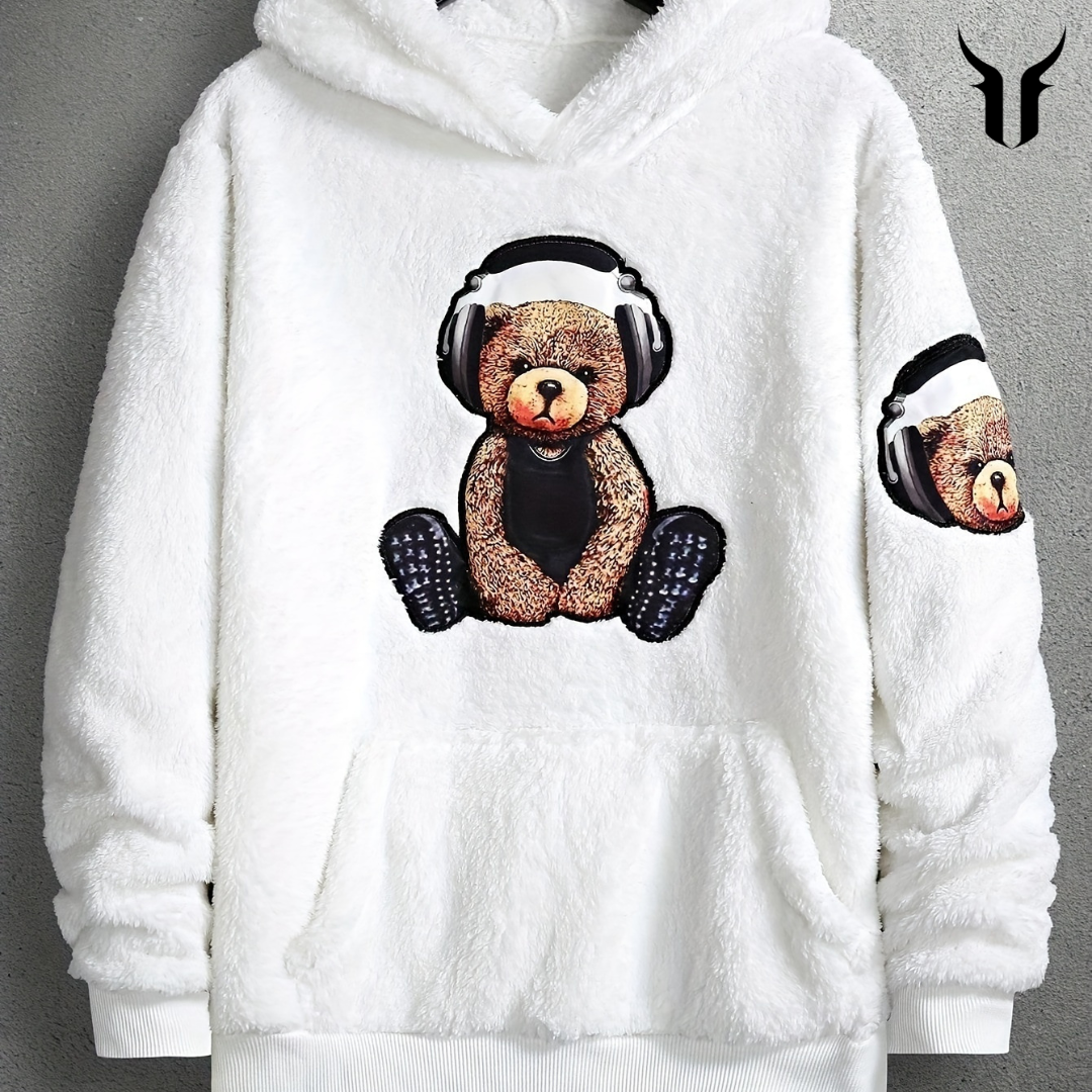 Women's Knit Hoodie Sweatshirt: Teddy Bear Design